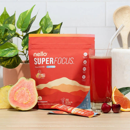 Nello Superfocus - Nootropic Drink Mix with Lion's Mane, Rhodiola & Alpha-GPC-Convenient