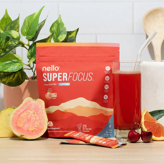 Nello Superfocus - Nootropic Drink Mix with Lion's Mane, Rhodiola & Alpha-GPC-Convenient