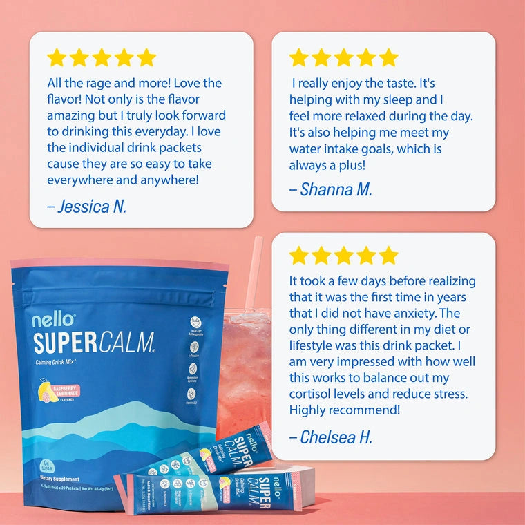 Nello Supercalm-Drink Mix with magnesium glycinate,KSM-66 & vitamin D3-Convenient