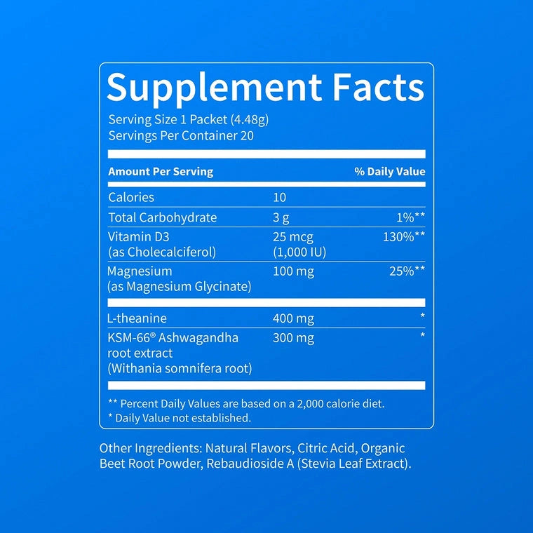 Nello Supercalm-Drink Mix with magnesium glycinate,KSM-66 & vitamin D3-Convenient