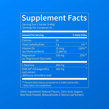 Nello Supercalm-Drink Mix with magnesium glycinate,KSM-66 & vitamin D3-Convenient