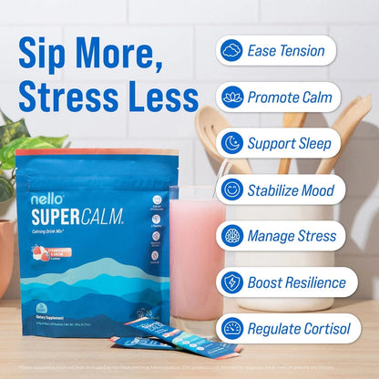 Nello Supercalm-Drink Mix with magnesium glycinate,KSM-66 & vitamin D3-Convenient
