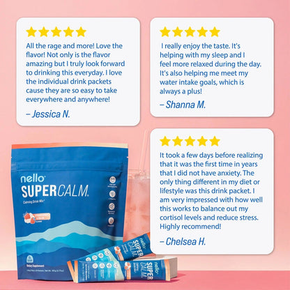 Nello Supercalm-Drink Mix with magnesium glycinate,KSM-66 & vitamin D3-Convenient