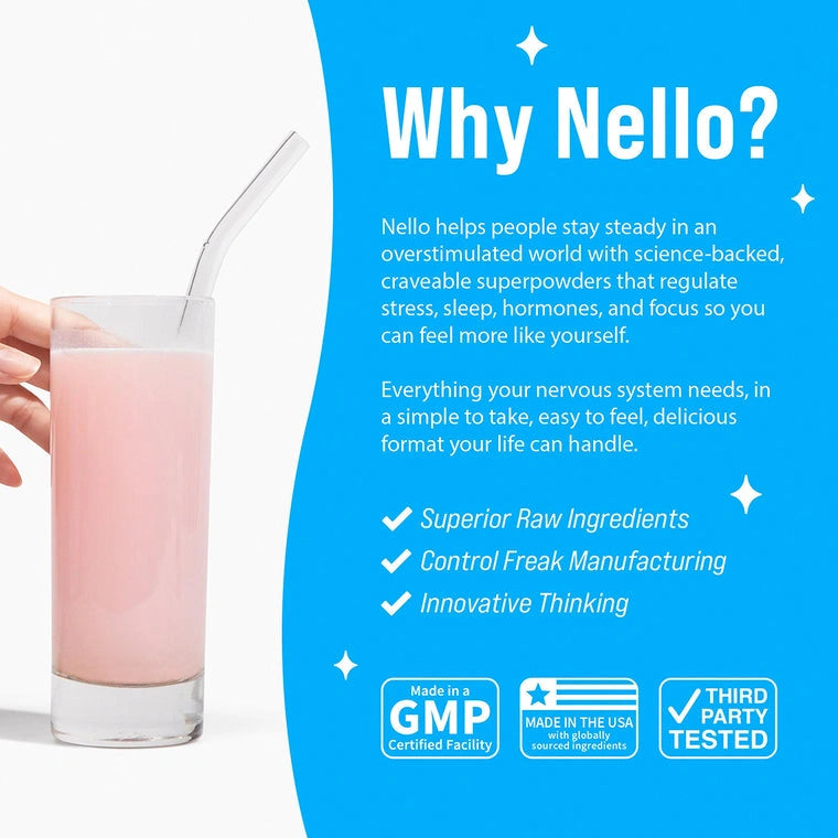 Nello Supercalm-Drink Mix with magnesium glycinate,KSM-66 & vitamin D3-Convenient