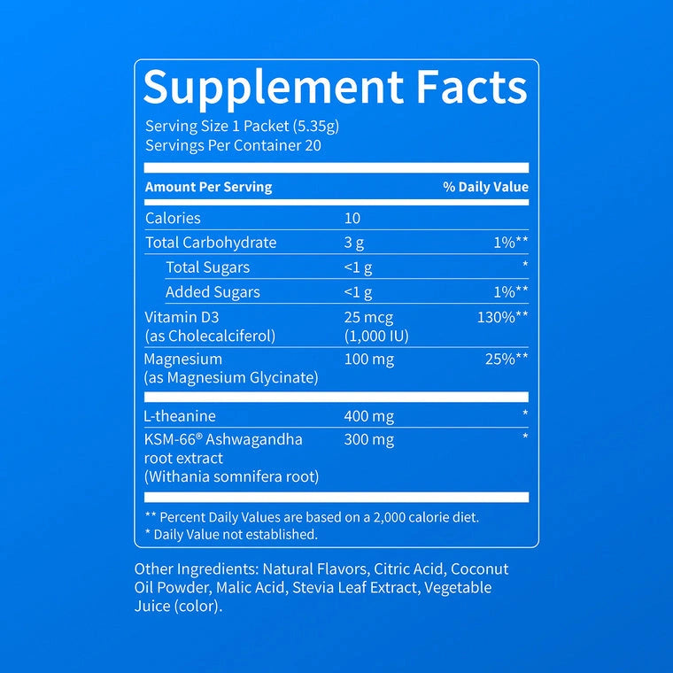 Nello Supercalm-Drink Mix with magnesium glycinate,KSM-66 & vitamin D3-Convenient